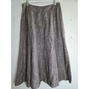 JM Collection Women Grey/Taupe 100% Linen A-Line Skirt size 12